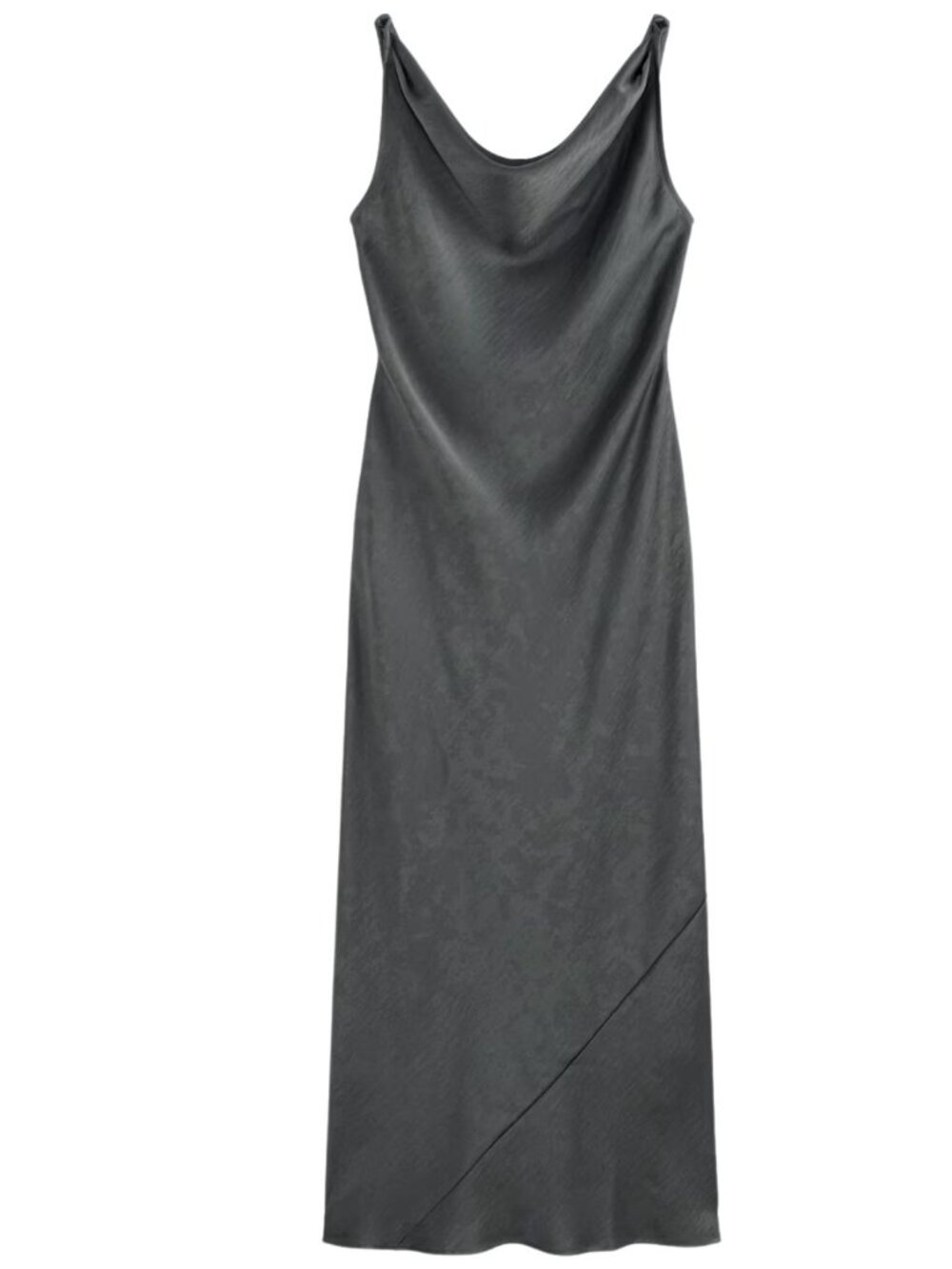 NWT Montgomery Post Dark Silver Gray Silky Izzy Cowl Neck Midi Maxi Dress- S